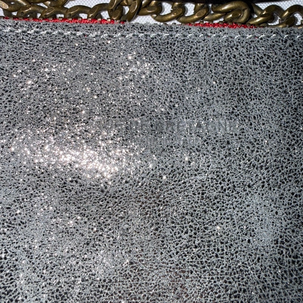Rue De Bretagne Paris Gray Silver Metallic Leather Crossbody Bag Purse - Picture 2 of 12